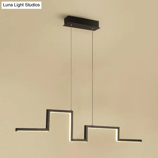 Simple Style Linear Metal Hanging Light Fixture - Black/Gray/Gold 31.5/39 Wide Led Chandelier Lamp