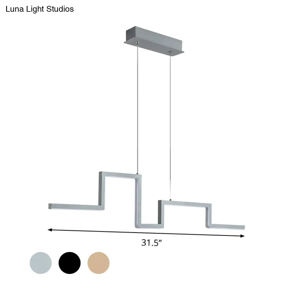 Simple Style Linear Metal Hanging Light Fixture - Black/Gray/Gold 31.5/39 Wide Led Chandelier Lamp