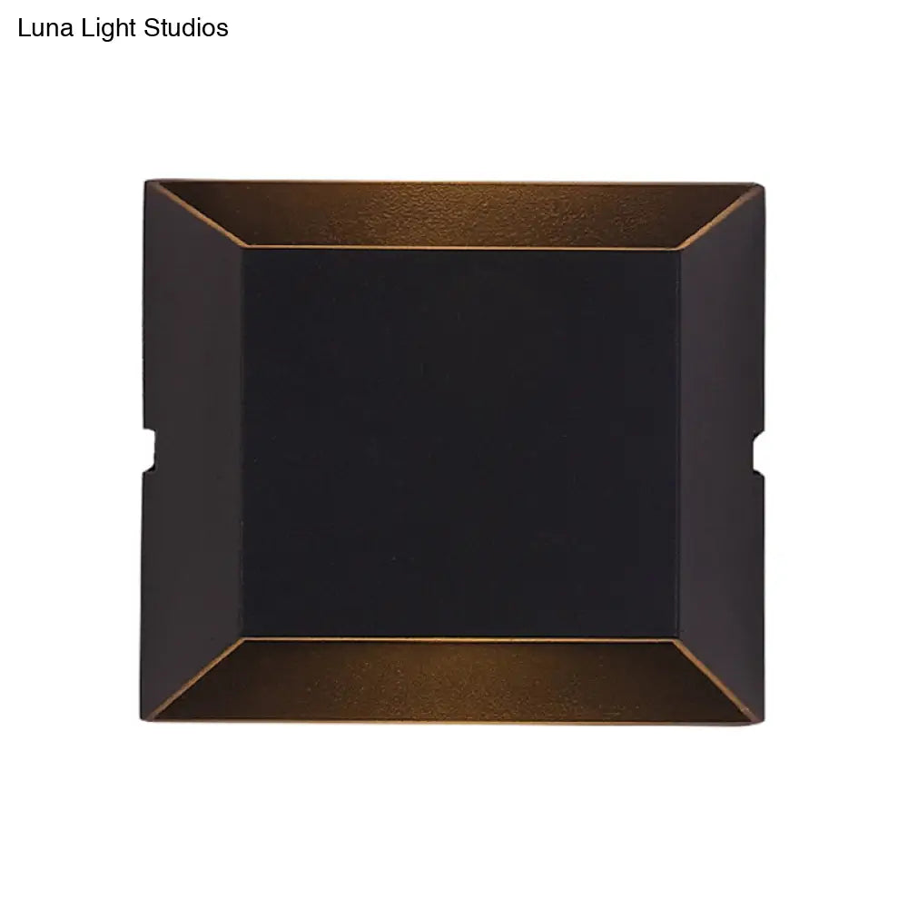 Simple Style Matte Black Led Wall Sconce Lamp With Metallic Squared Shade - Warm/White Lighting For