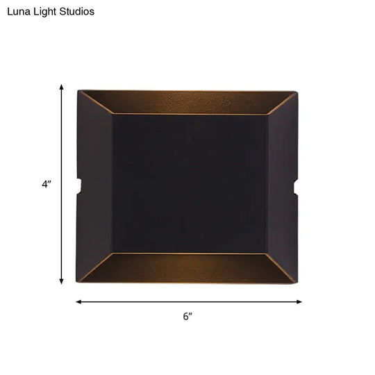 Simple Style Matte Black Led Wall Sconce Lamp With Metallic Squared Shade - Warm/White Lighting For