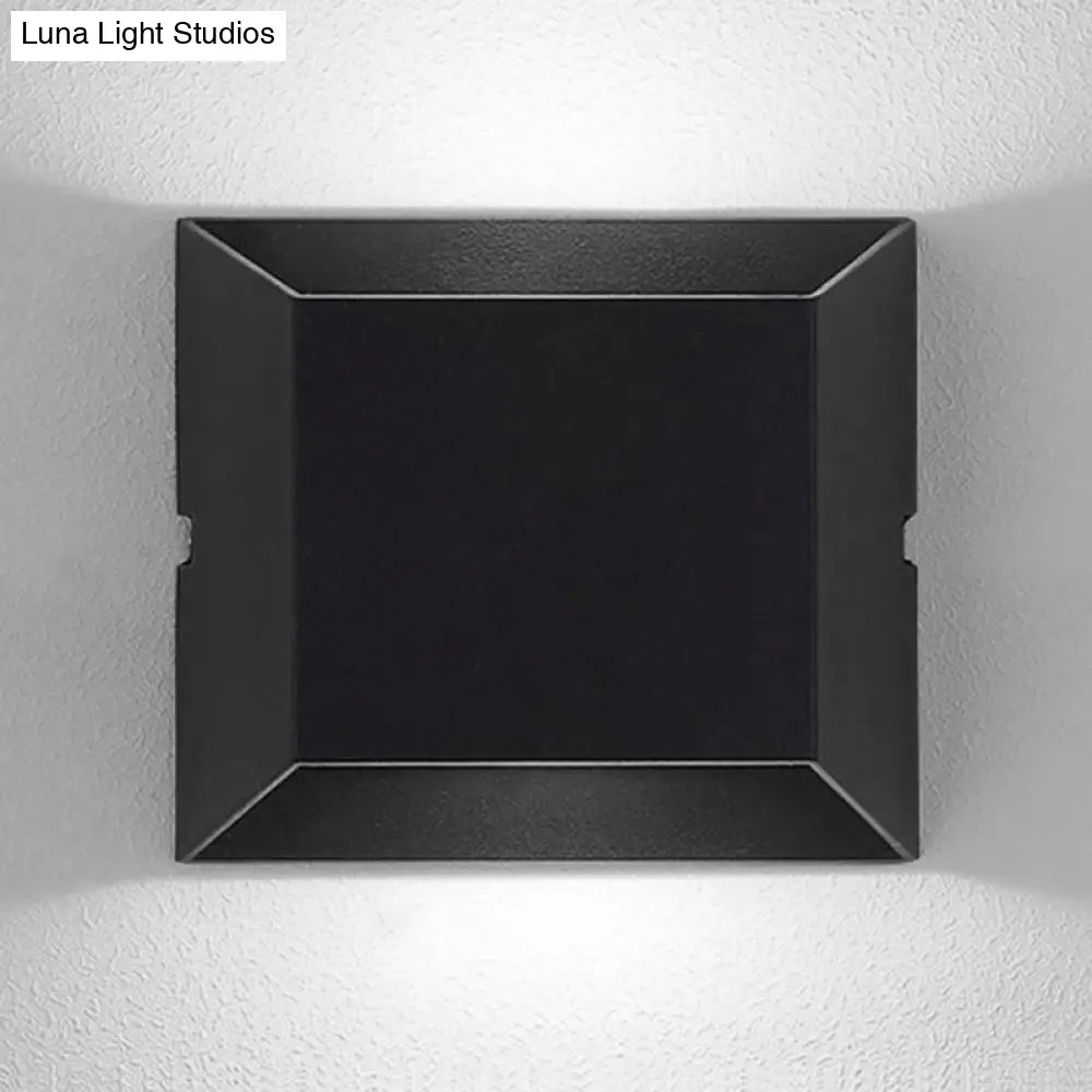 Simple Style Matte Black Led Wall Sconce Lamp With Metallic Squared Shade - Warm/White Lighting For