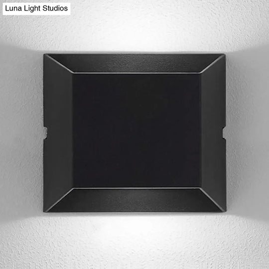 Simple Style Matte Black Led Wall Sconce Lamp With Metallic Squared Shade - Warm/White Lighting For