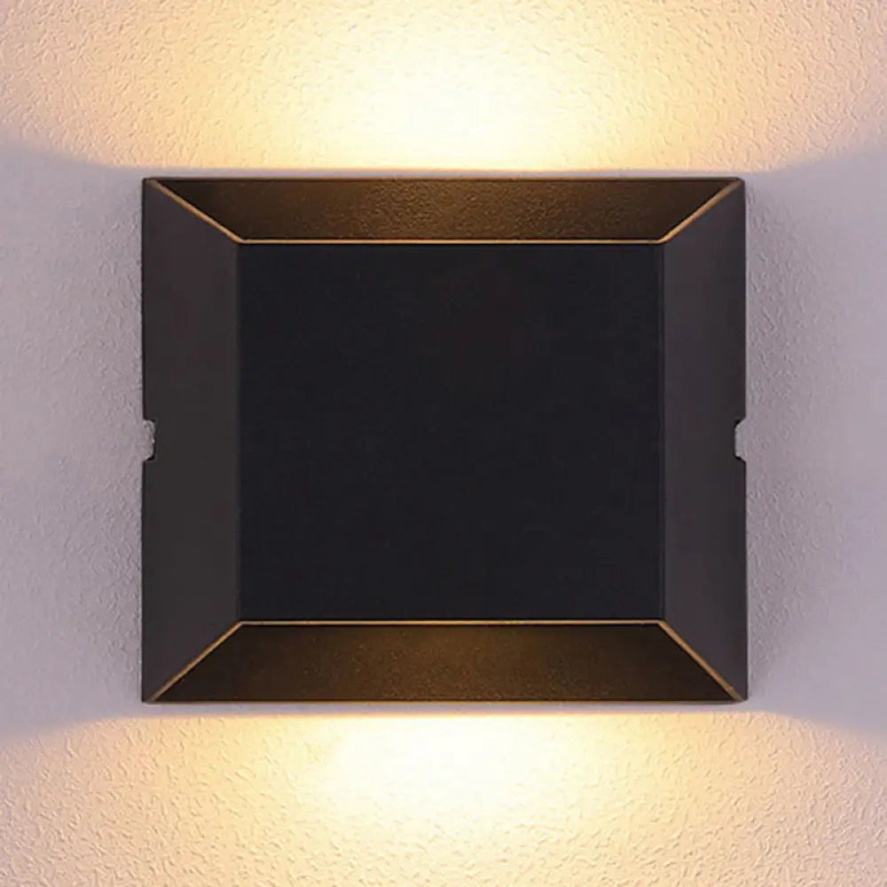 Simple Style Matte Black Led Wall Sconce Lamp With Metallic Squared Shade - Warm/White Lighting For