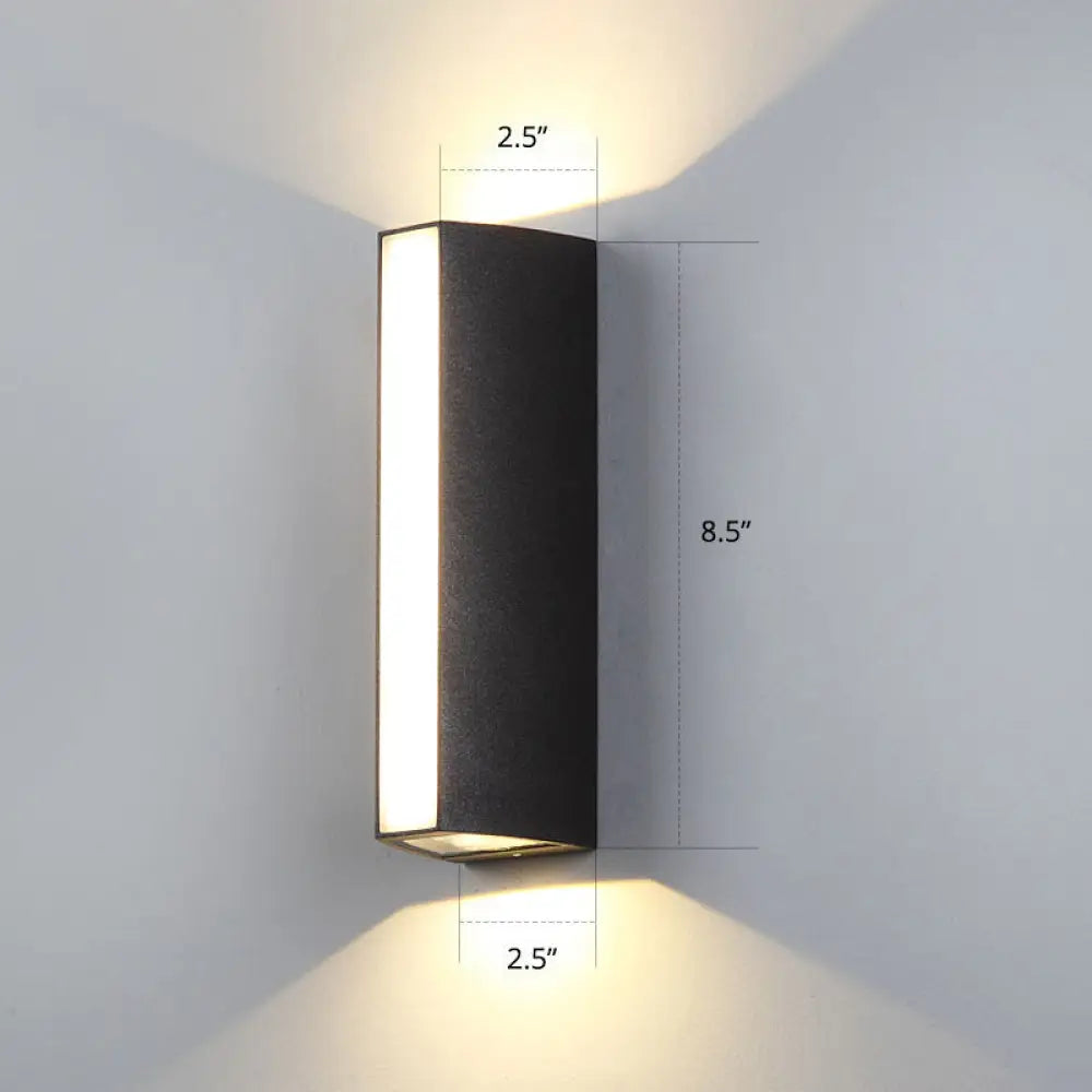 Simple Style Matte Black Rectangle Led Wall Light Metallic Sconce Lamp - Outdoor Use