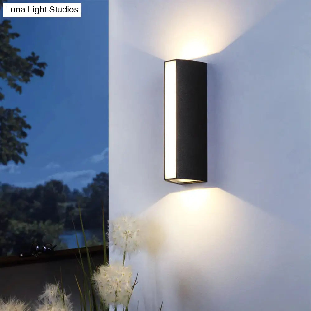 Simple Style Matte Black Rectangle Led Wall Light Metallic Sconce Lamp - Outdoor Use