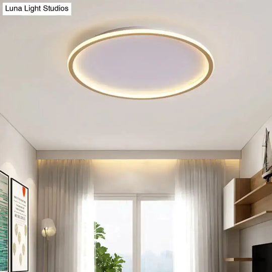 Simple Style Metal Ceiling Light Fixture - Gold Finish Led Flushmount Lighting For Living Room