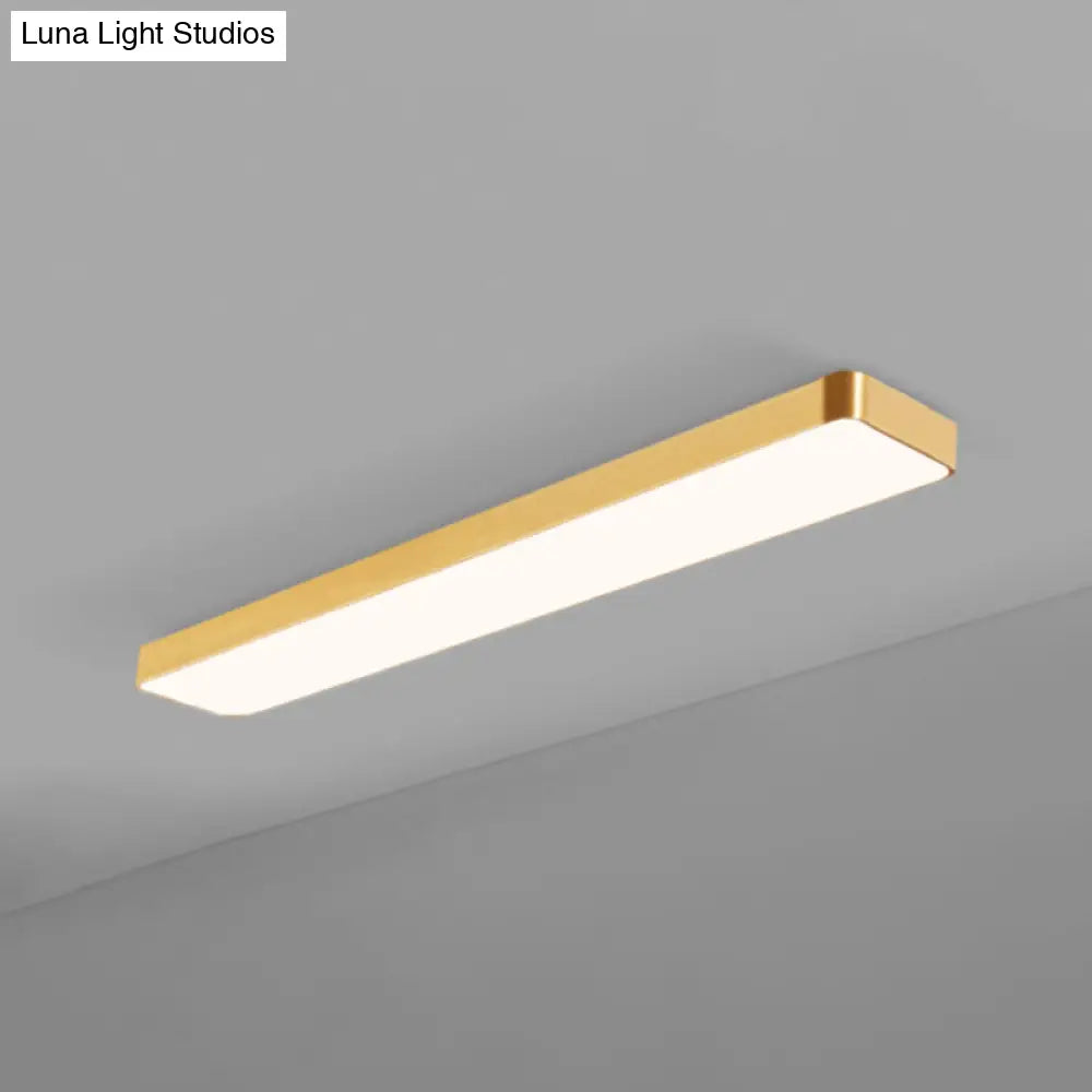 Simple Style Metal Led Ceiling Lamp With Gold Finish - Ideal For Offices