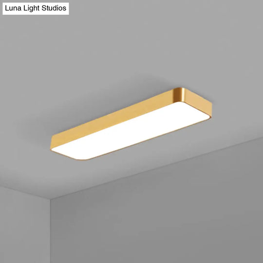 Simple Style Metal Led Ceiling Lamp With Gold Finish - Ideal For Offices