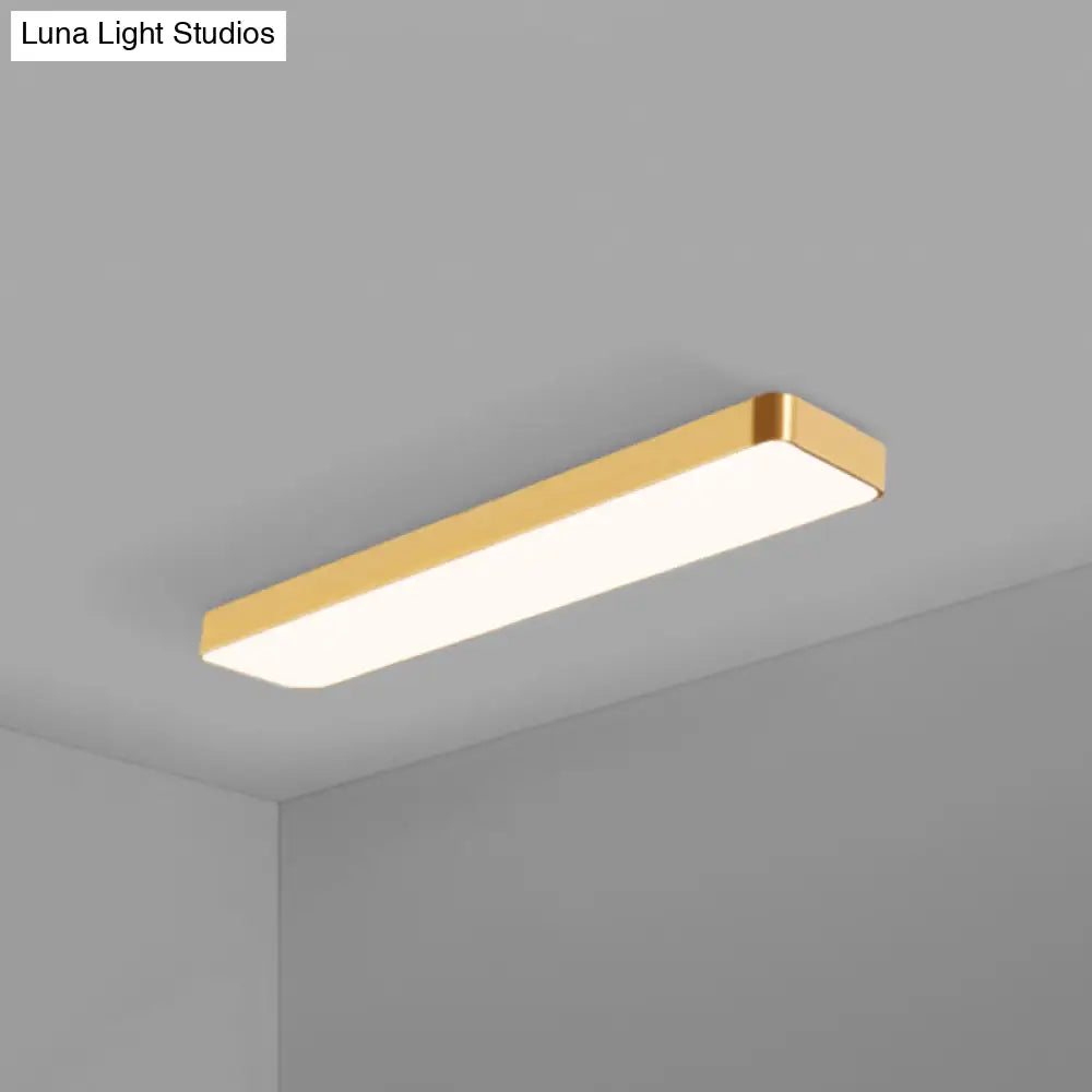 Simple Style Metal Led Ceiling Lamp With Gold Finish - Ideal For Offices