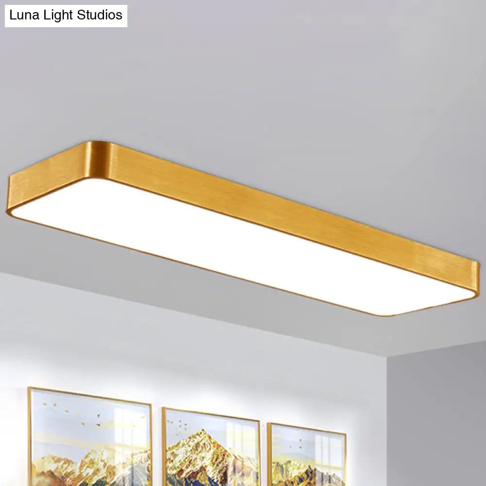 Simple Style Metal Led Ceiling Lamp With Gold Finish - Ideal For Offices