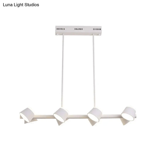 Simple Style Metal Linear Pendant Light Fixture - 8 Lights White Color Ceiling Hanging Design