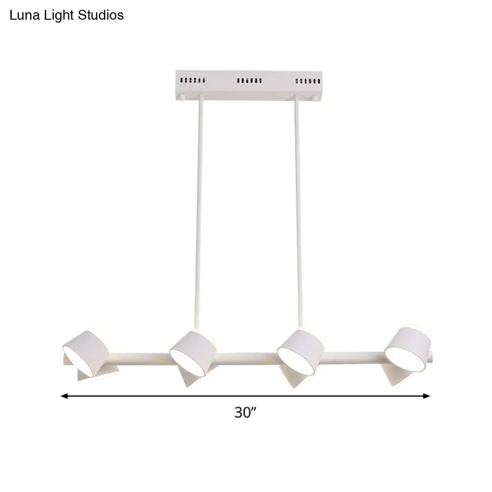 Sleek Metal Linear Pendant Light With 8 White Hanging Ceiling Lights