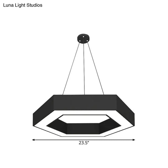 Simple Style Round Acrylic Pendant Light W/Led - Black Suspension Lamp For Restaurant