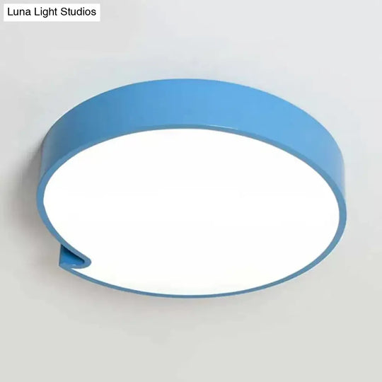 Simple Style Round Flush Mount Ceiling Light For Living Room - Acrylic And Metal Construction Blue /