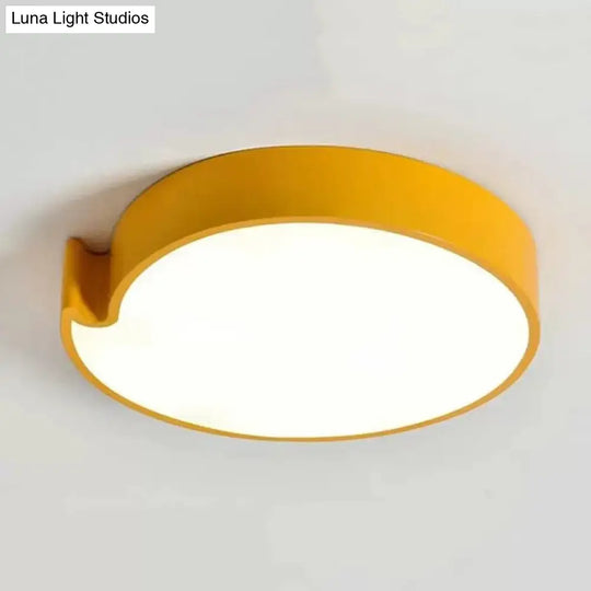 Simple Style Round Flush Mount Ceiling Light For Living Room - Acrylic And Metal Construction Yellow