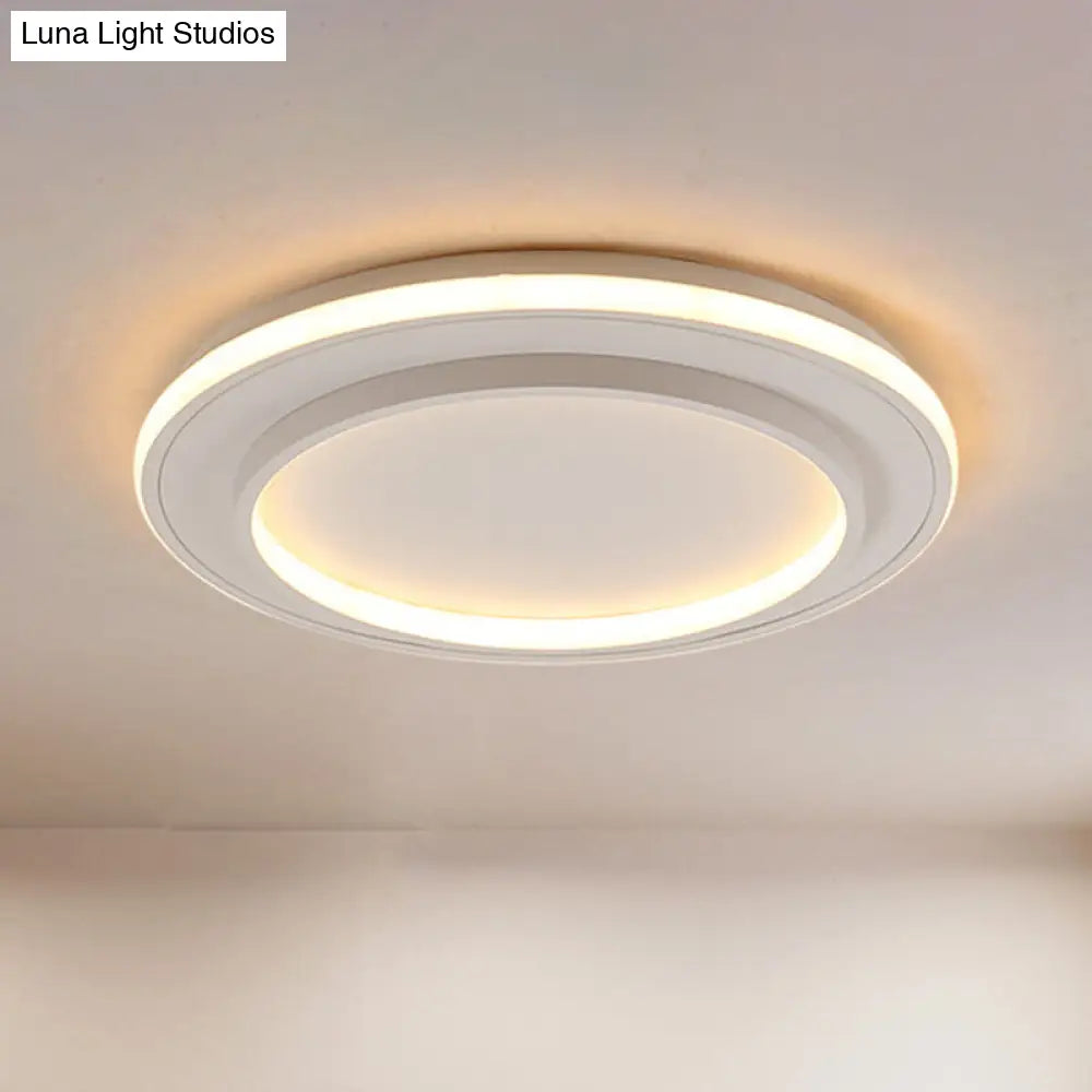 Simple Style White Disk Flush Mount Led Ceiling Light In Warm/White - 18’/21.5’ Wide