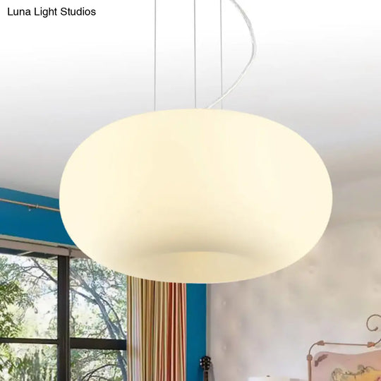 Simple Style White Glass Doughnut Pendant Light 1-Light Hanging Kit 11/14.5/18 Wide / 11