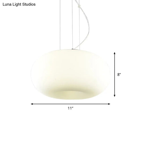 Simple Style White Glass Doughnut Pendant Light - 1-Light Hanging Kit (11’/14.5’/18’ Wide)