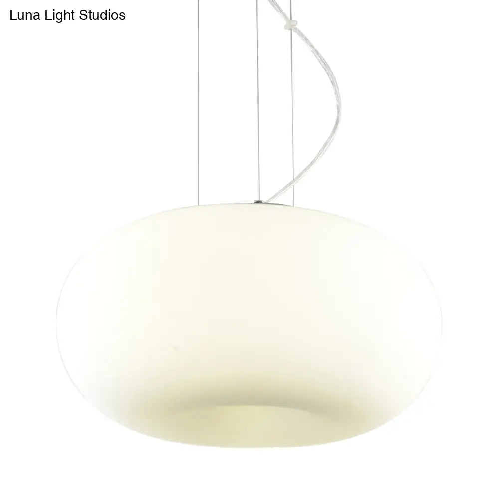 Simple Style White Glass Doughnut Pendant Light - 1-Light Hanging Kit (11’/14.5’/18’ Wide)