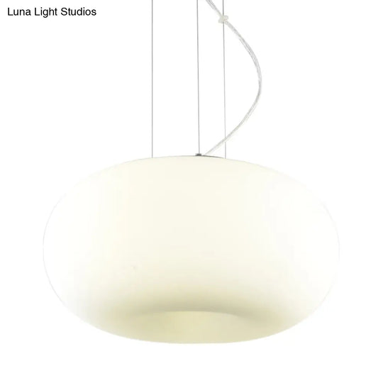 Simple Style White Glass Doughnut Pendant Light - 1-Light Hanging Kit (11’/14.5’/18’ Wide)