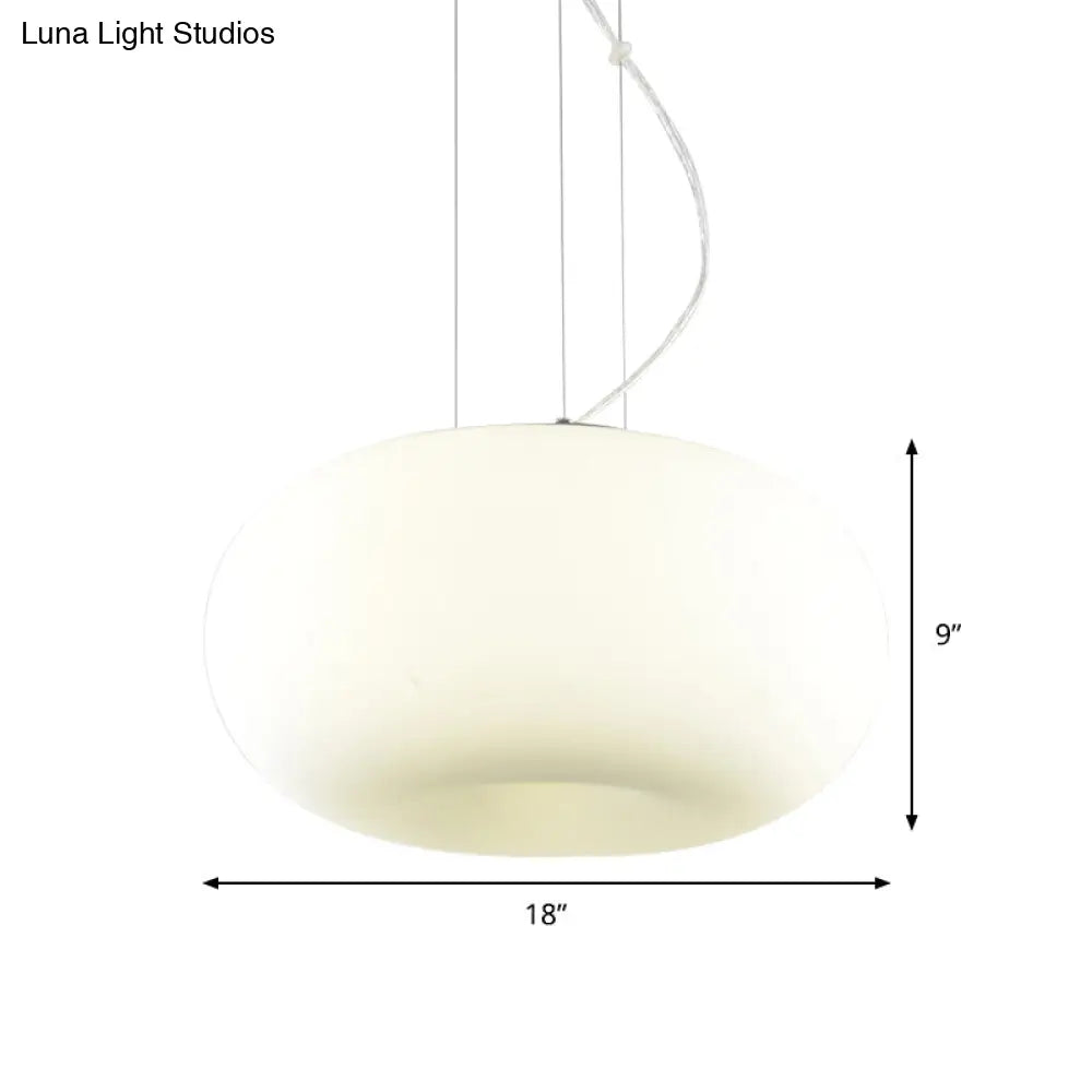 Simple Style White Glass Doughnut Pendant Light - 1-Light Hanging Kit (11’/14.5’/18’ Wide)