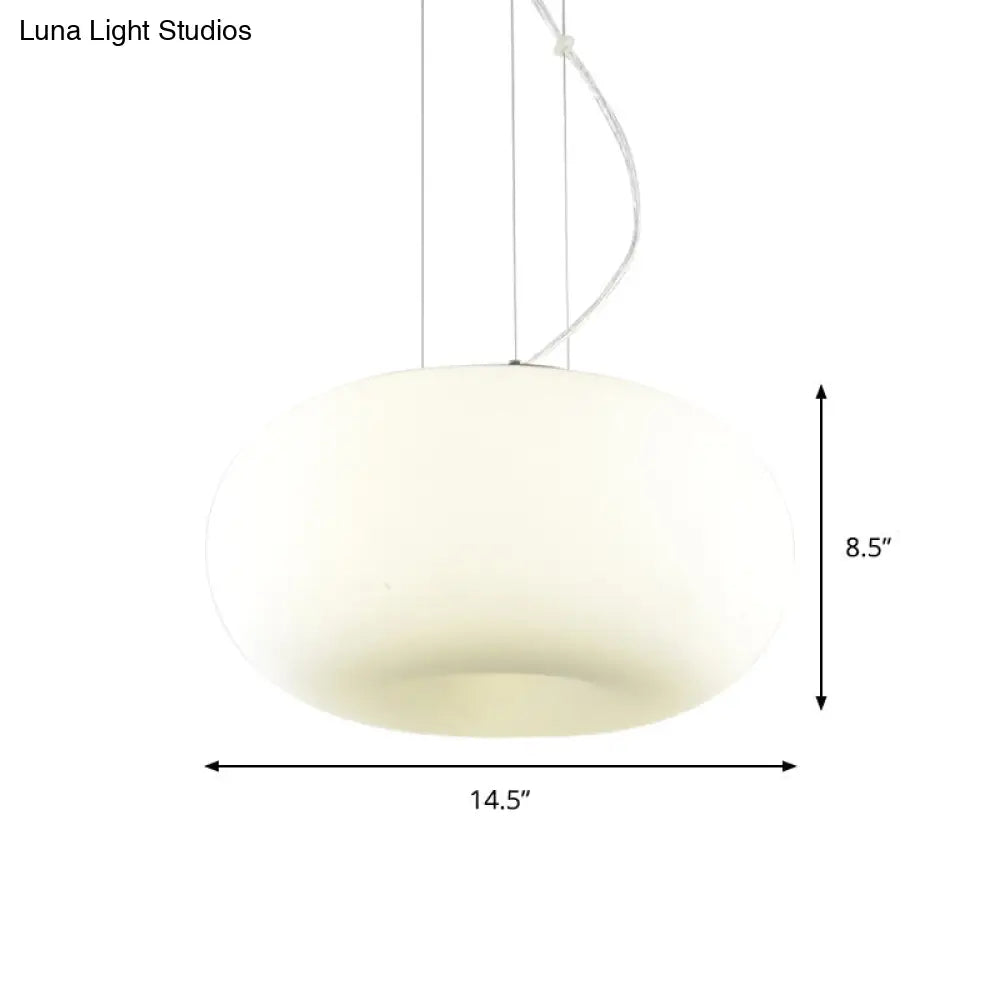 Simple Style White Glass Doughnut Pendant Light 1-Light Hanging Kit 11/14.5/18 Wide