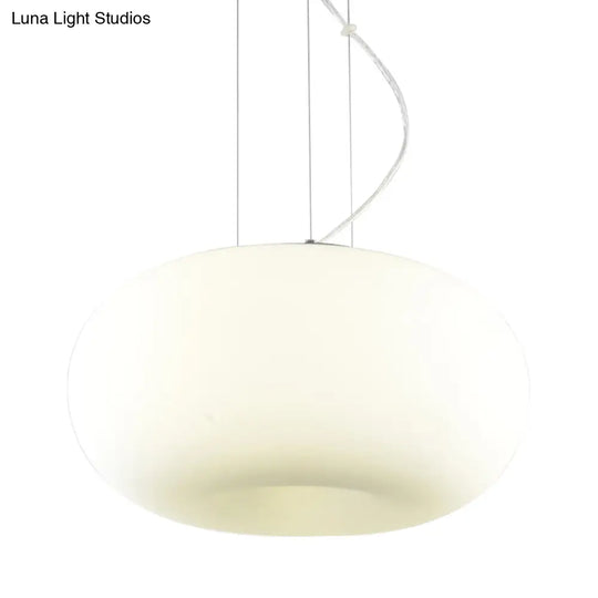 Simple Style White Glass Doughnut Pendant Light 1-Light Hanging Kit 11/14.5/18 Wide