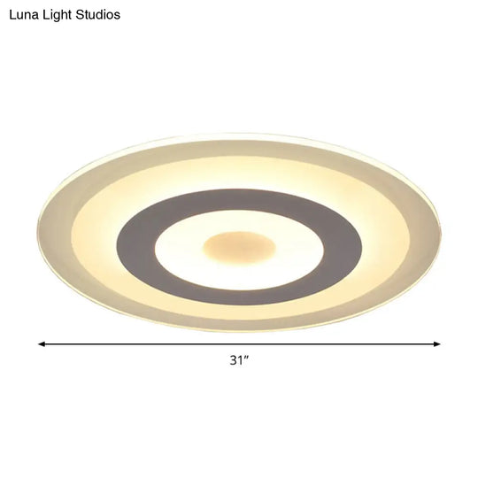Simple Style White Led Ceiling Light - 16’/19.5’/23.5’ Wide Flush Mount Disc Fixture With