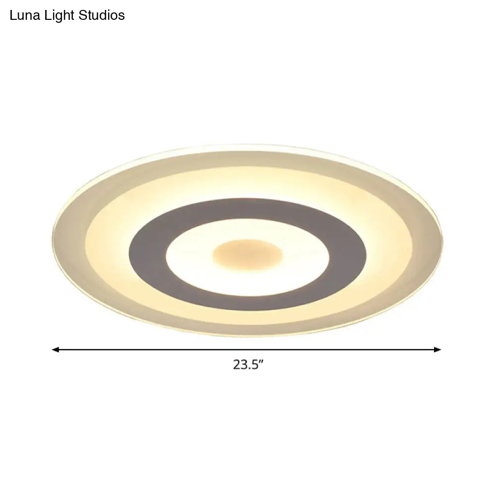 Simple Style White Led Ceiling Light - 16’/19.5’/23.5’ Wide Flush Mount Disc Fixture With