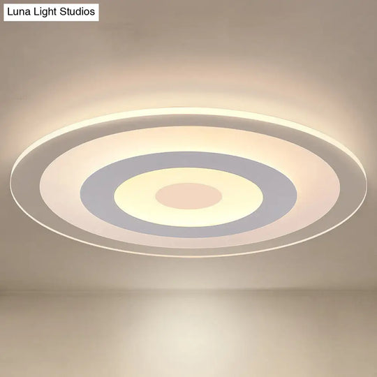 Simple Style White Led Ceiling Light - 16’/19.5’/23.5’ Wide Flush Mount Disc Fixture With