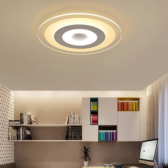 Simple Style White Led Ceiling Light - 16’/19.5’/23.5’ Wide Flush Mount Disc Fixture With