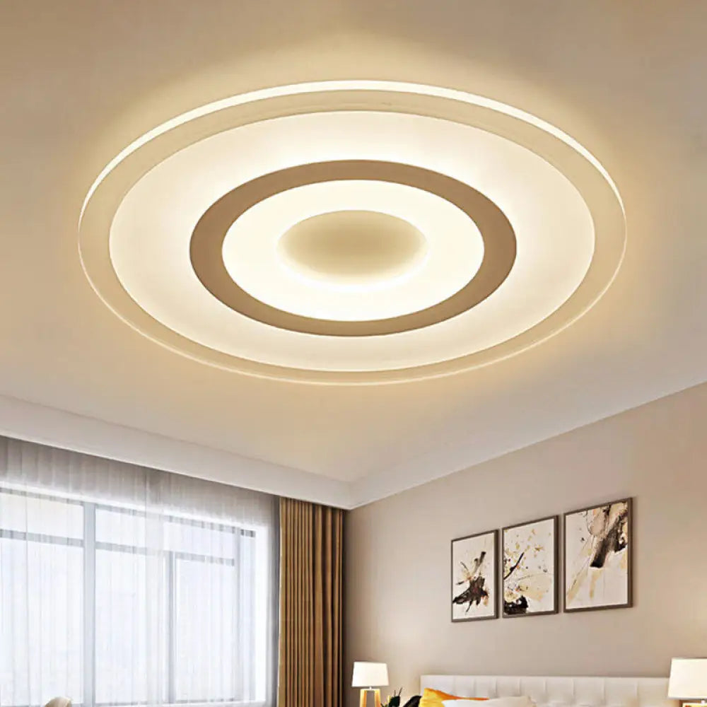 Simple Style White Led Ceiling Light - 16’/19.5’/23.5’ Wide Flush Mount Disc Fixture With