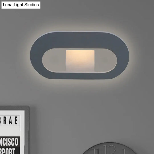 Simple Stylish Oval Shade Wall Lamp With Warm/White Led Lighting In Black/Grey