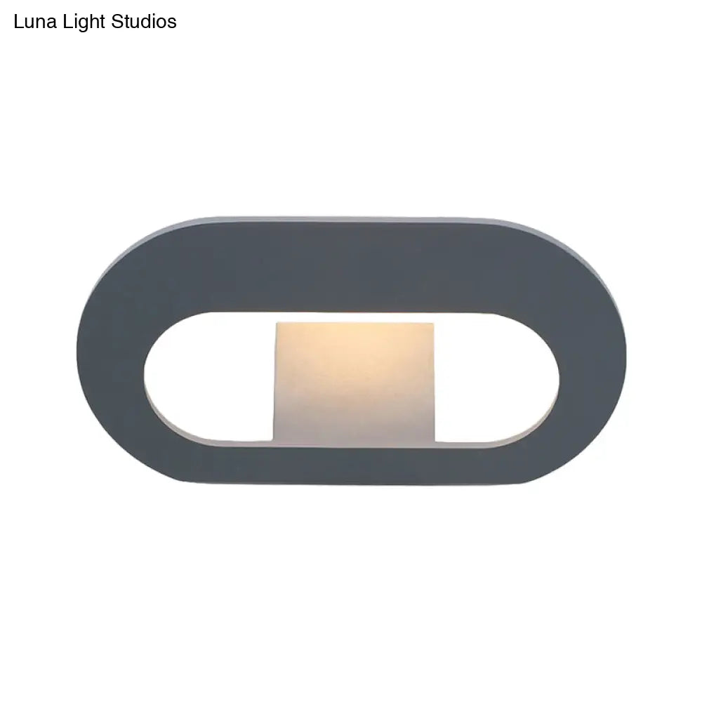 Simple Stylish Oval Shade Wall Lamp With Warm/White Led Lighting In Black/Grey