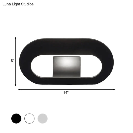 Simple Stylish Oval Shade Wall Lamp With Warm/White Led Lighting In Black/Grey