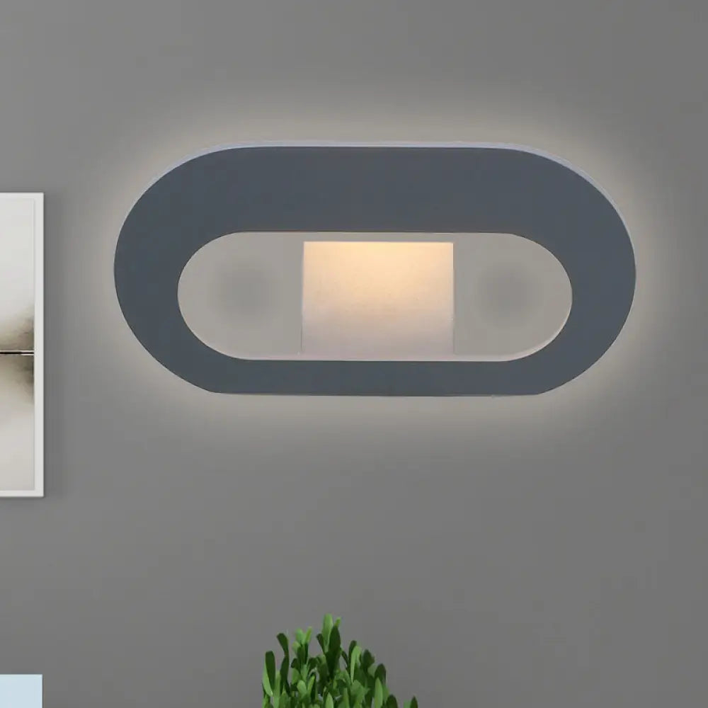 Simple Stylish Oval Shade Wall Lamp With Warm/White Led Lighting In Black/Grey Grey / Warm