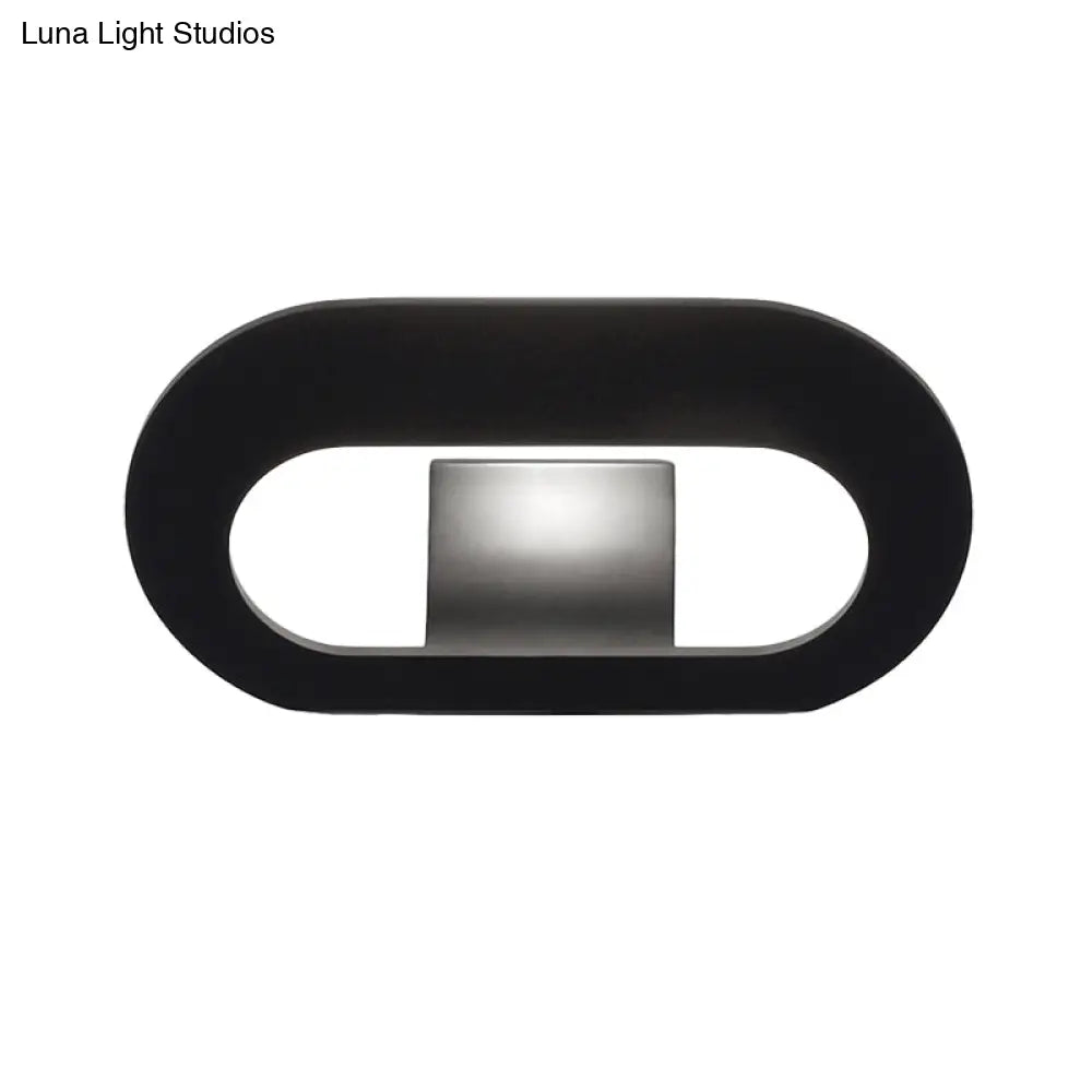 Simple Stylish Oval Shade Wall Lamp With Warm/White Led Lighting In Black/Grey