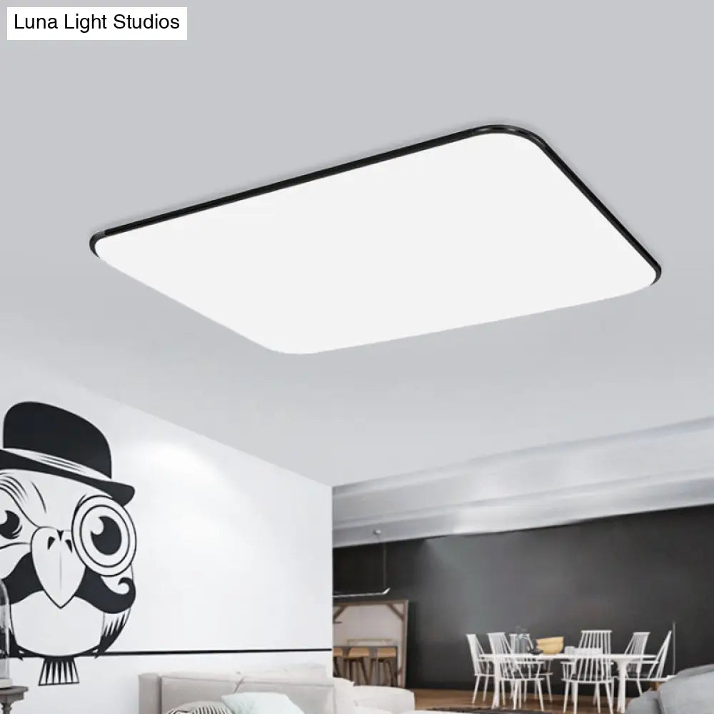 Simple Stylish Rectangular Led Ceiling Light In White 25.5/32 Diameter - Ideal For Bedroom