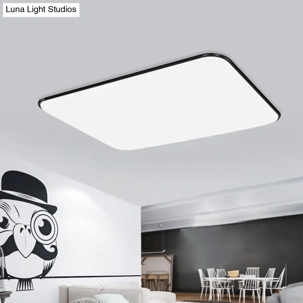 Simple Stylish Rectangular Led Ceiling Light In White – 25.5’/32’ Diameter - Ideal For Bedroom