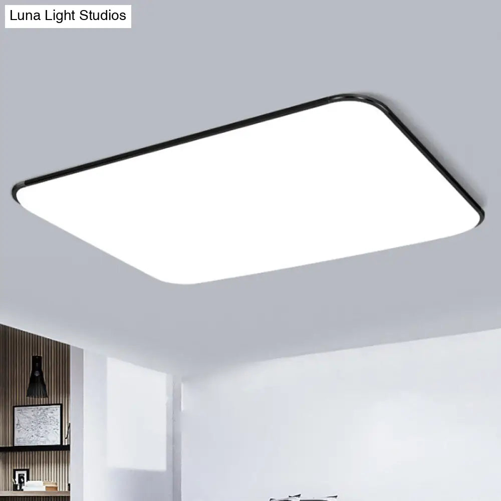 Simple Stylish Rectangular Led Ceiling Light In White 25.5/32 Diameter - Ideal For Bedroom / 25.5