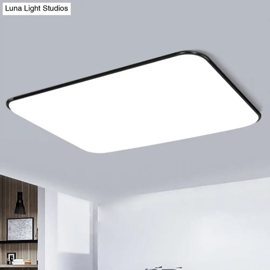 Simple Stylish Rectangular Led Ceiling Light In White 25.5/32 Diameter - Ideal For Bedroom / 25.5