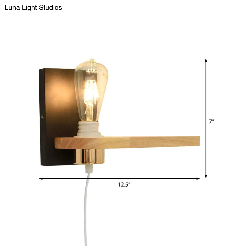 Simple Wall Mounted Lighting Fixture In Black/Green Metal With 1 Light Bare Bulb For Corridor