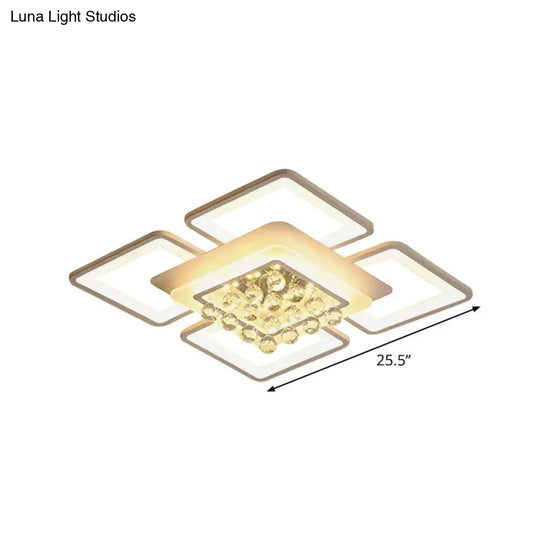 Simple White Acrylic Square Flushmount Light - 21.5/25.5 Width Led Flush Mount Lamp In Warm/White