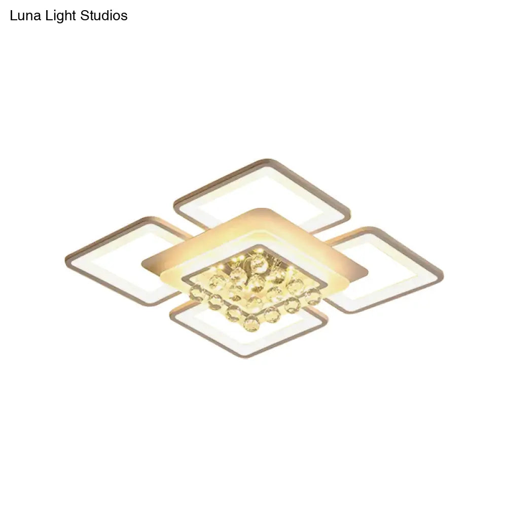 Simple White Acrylic Square Flushmount Light - 21.5’/25.5’ Width Led Flush Mount Lamp In