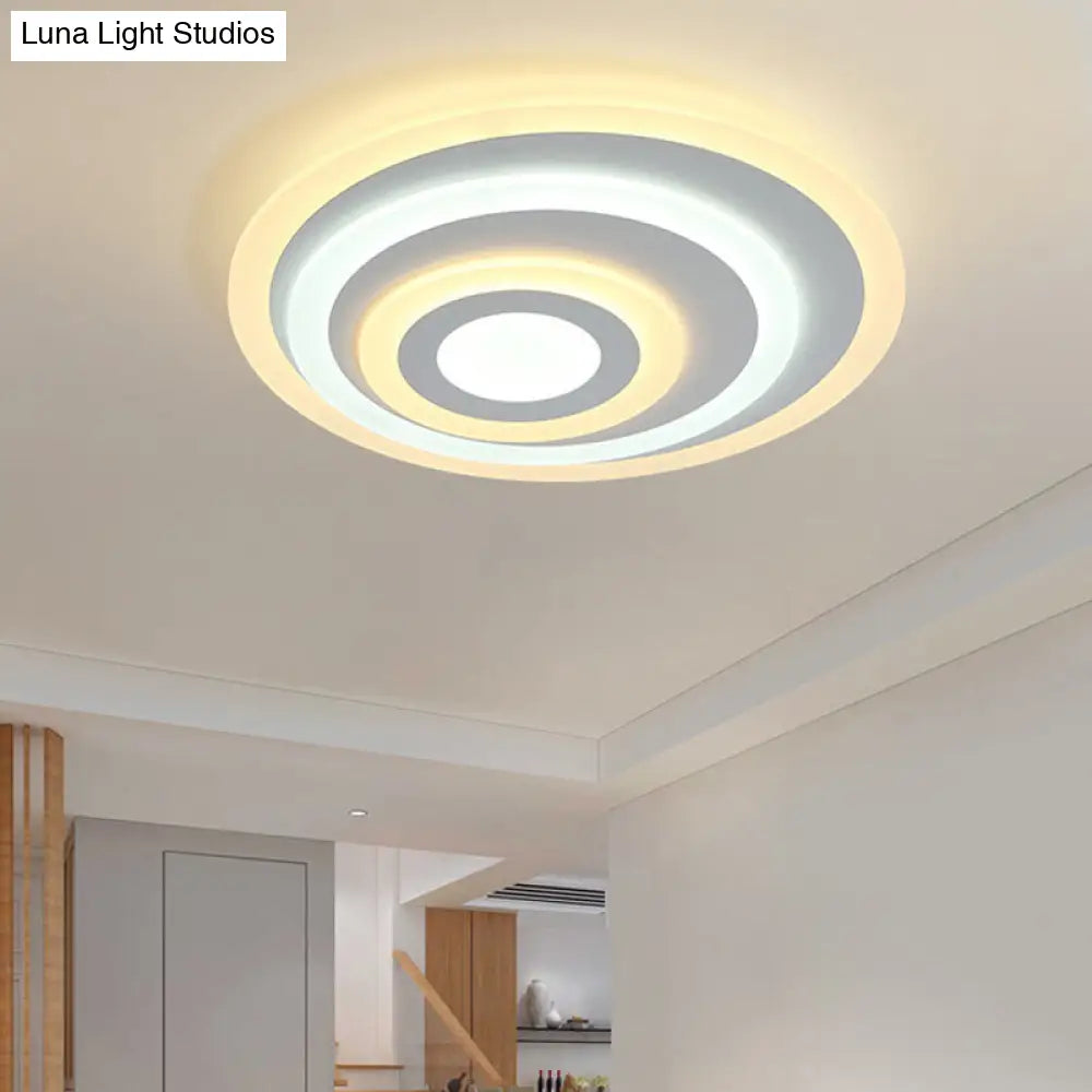 Simple White Led Flush Ceiling Light - 19.5’/31.5’/39’ Wide Warm/White