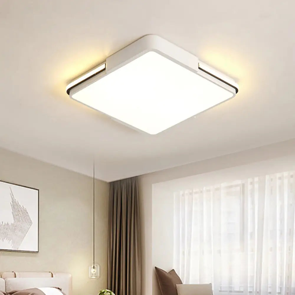 Simple White Led Flush Mount Light For Bedroom Ceiling - 16’/19.5’/35.5’ Wide