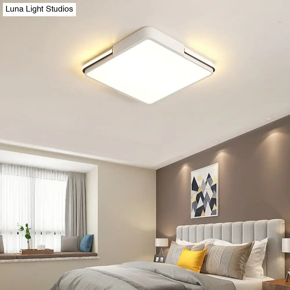 Simple White Led Flush Mount Light For Bedroom Ceiling - 16’/19.5’/35.5’ Wide