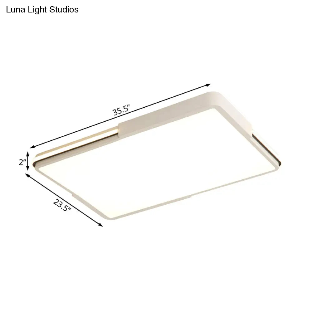 Simple White Led Flush Mount Light For Bedroom Ceiling - 16’/19.5’/35.5’ Wide