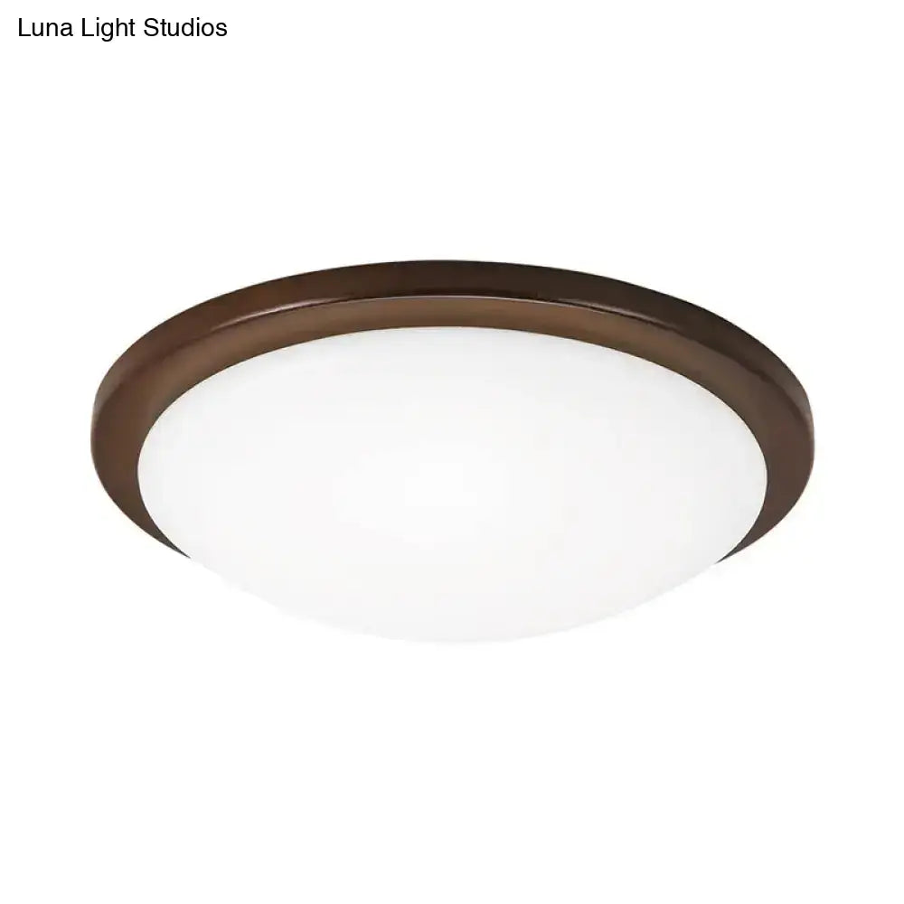 Simple Wood Flush Mount Ceiling Light With Led Round/Square/Flower Design 14’/15’/18’ Wide