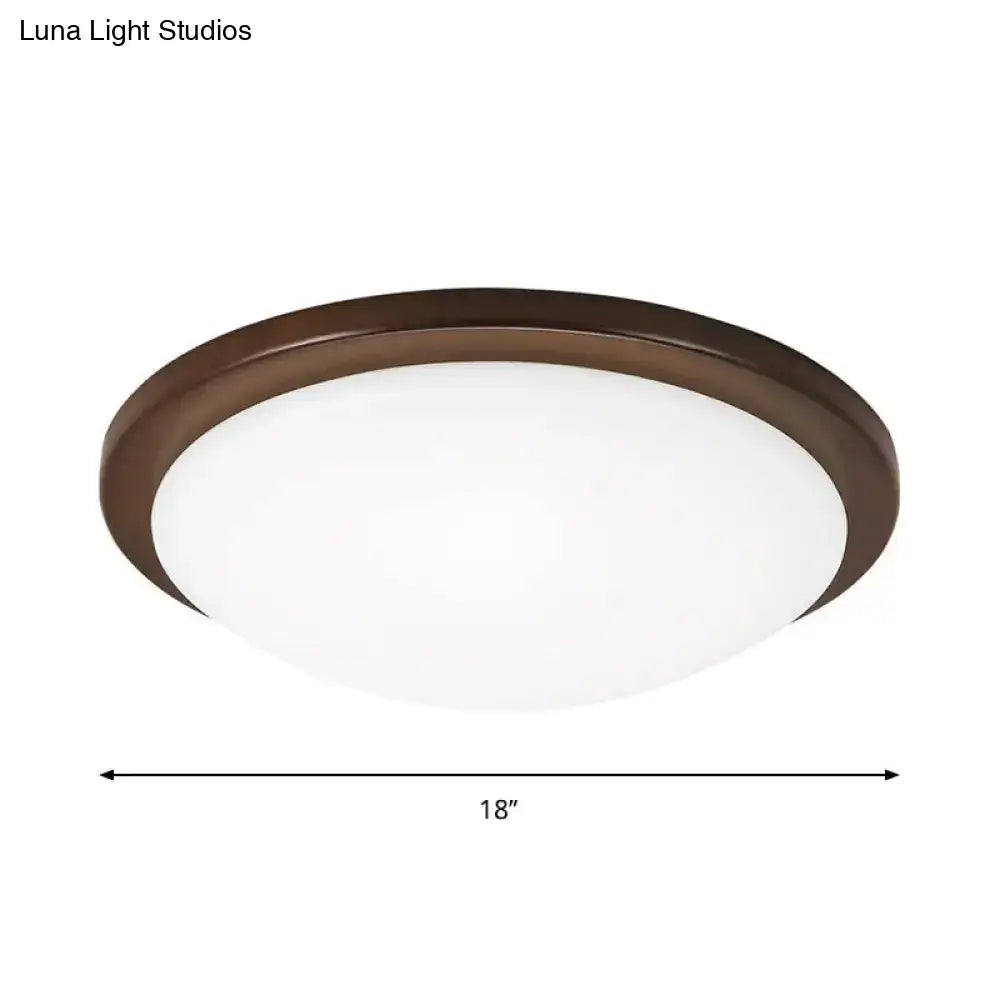 Simple Wood Flush Mount Ceiling Light With Led Round/Square/Flower Design 14’/15’/18’ Wide